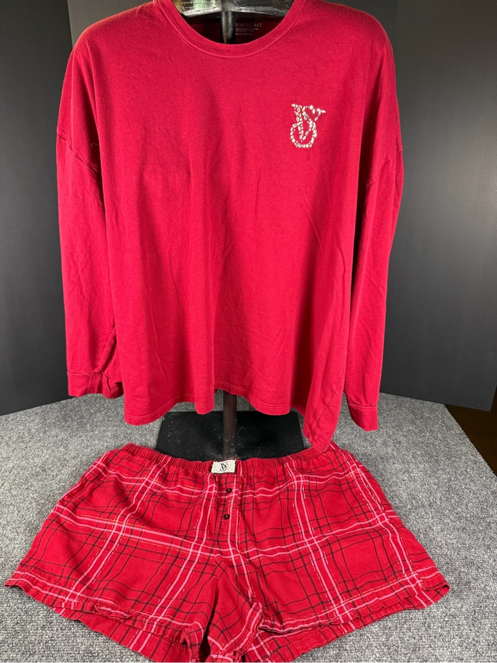 ✨ Victoria's Secret Flannel Long-Sleeve Short Tee-Jama Set ✨